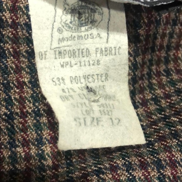 Vintage 90s Double Breasted Blazer Houndstooth Print Brown Red Women's 12 - Picture 6 of 7